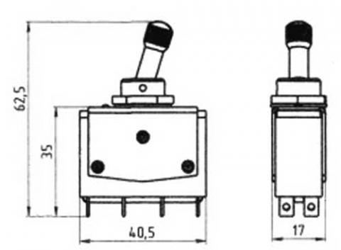  Габаритные размеры контактного тумблера 