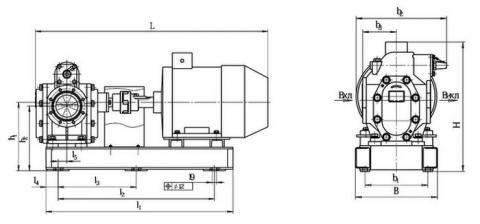 Схема габаритов насосов АНШМ-37,5/2,5, АНШМ-30/6, АНШМM-22/2,5, АНШМ-19,5/4