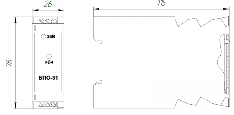 Схема габаритов блока БПО-31