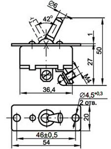  Габаритные и присоединительные размеры переключатель В-45М