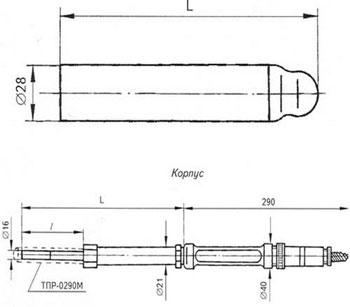 Рис.1. Чертеж ТПР-0290М термопреобразователя сопротивления