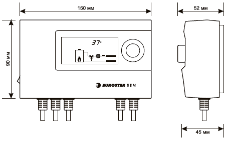 Рис.1. Габаритный чертеж контроллера Euroster 11M