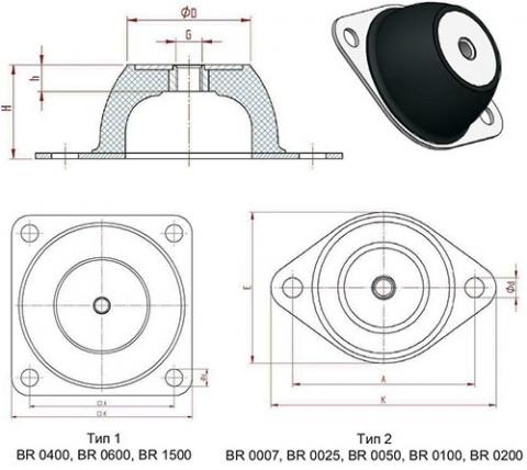 Рис.1. Чертеж виброопоры BR