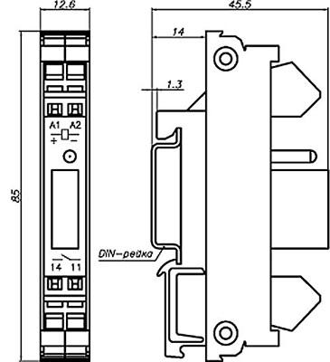 Рис.2. Габаритные размеры реле