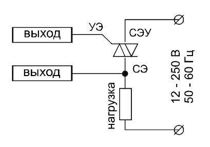 Схема подключения симисторов ТС 122-25, ТС 142-80