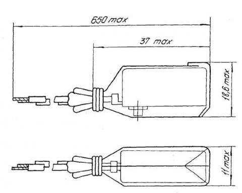 Габаритные размеры термореле в чехлах (исполнения А, Б)