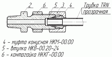 Рис.11. Схема соединений штуцерных проходных с контргайкой (с трубкой TRN)