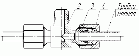 Рис.1. Схема соединений тройниковох (с медной трубкой)