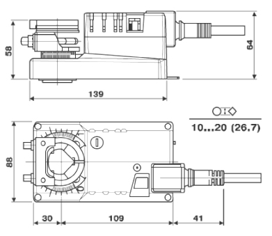 Размеры электропривода SM230A